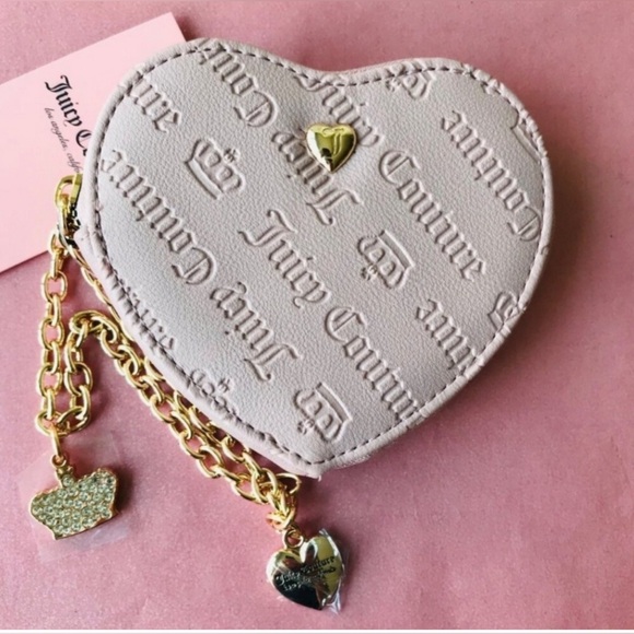 ❌SALE❌Juicy Couture Not Your Babe Heart Zip Around Wallet Charm Chain Wristlet. - Picture 2 of 6